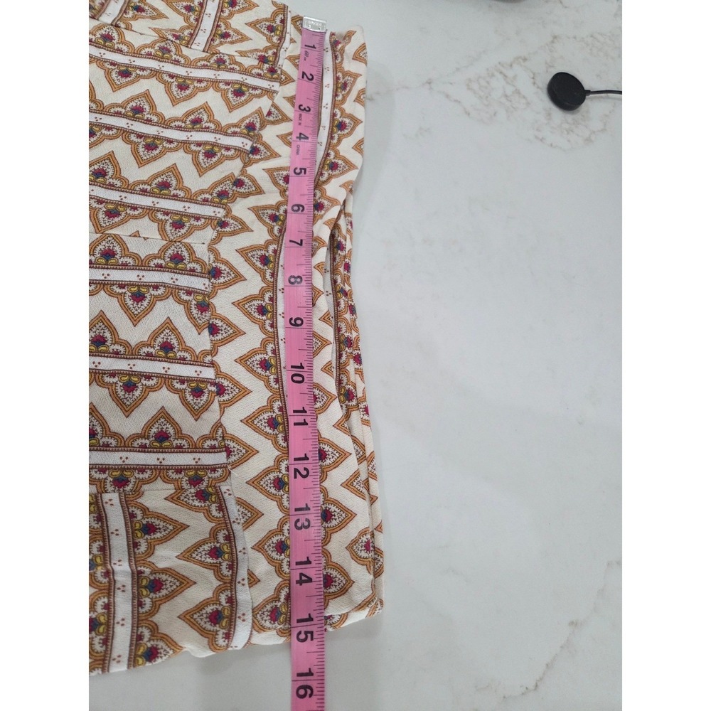 Farm Rio Anthropologie Wide Leg Pants Size M Tan Geometric Knit Pull On Boho - Picture 9 of 14